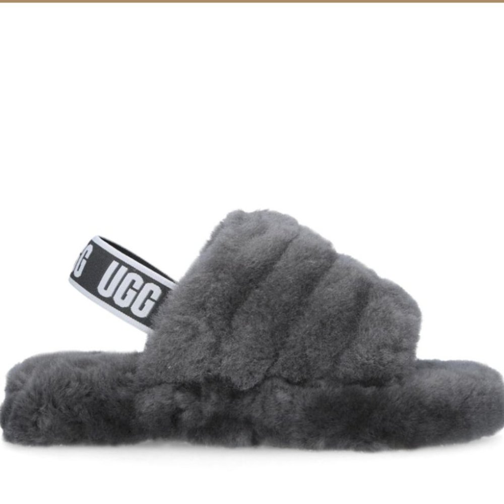 UGG Kids Fluff Yeah Slides- Charcoal Grey
